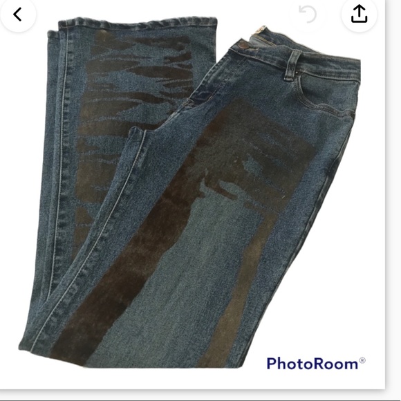 Y2K Blue Jeans Flares With Velour Detail - Picture 2 of 9